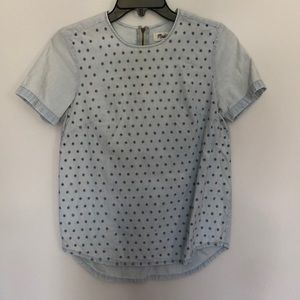 Madewell Light Wash Denim Short-sleeve Eyelet Top